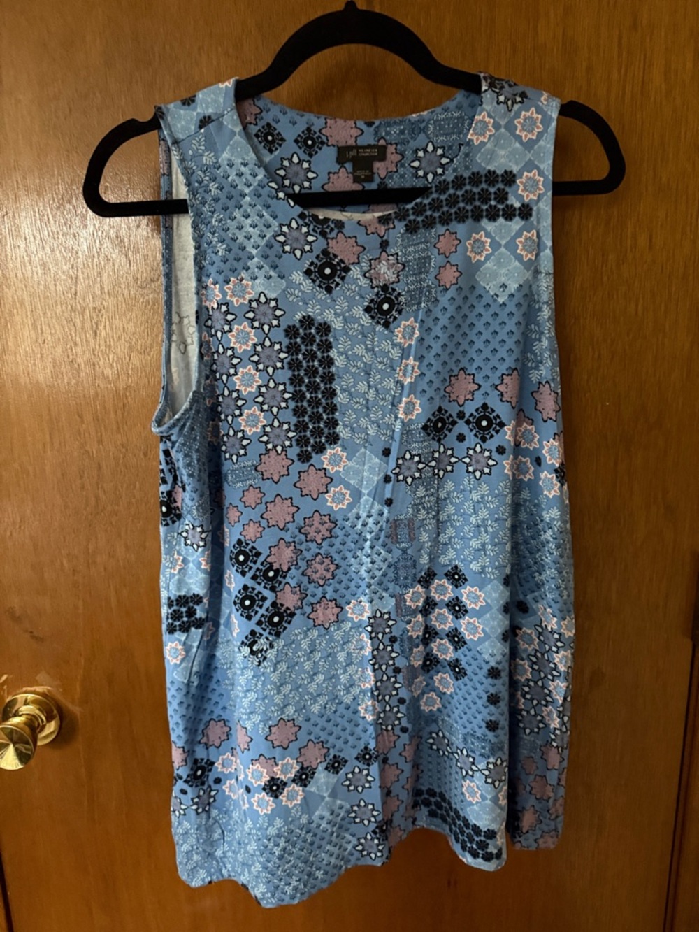 J. Jill Blue and Pink Floral Patchwork Top